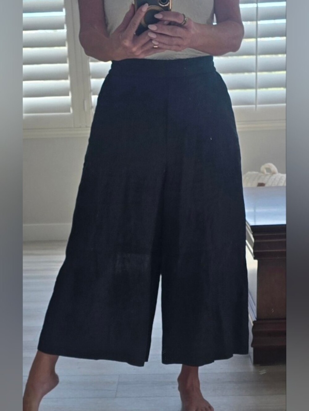 COS High-Waisted Linen, Wide-Leg cropped culotte pants